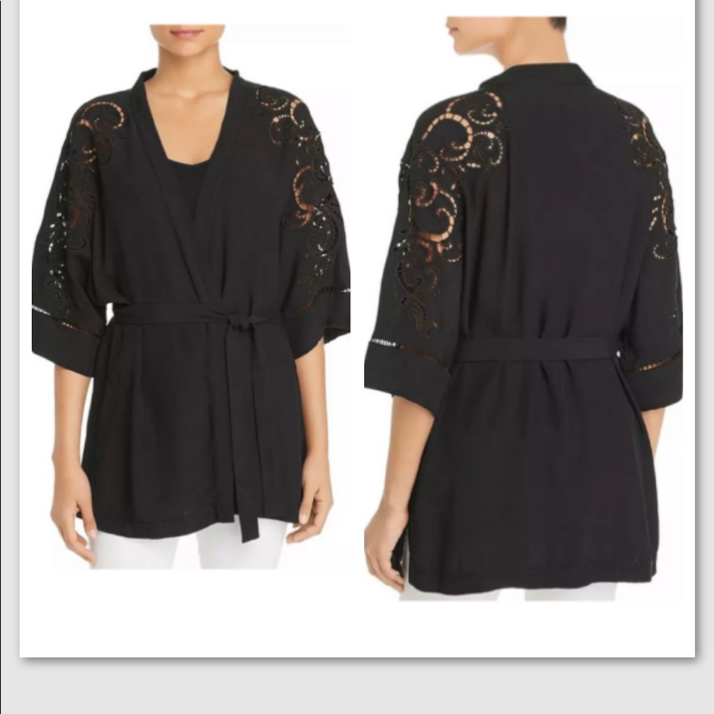 KOBI HALPERIN *Britney* black kimono top wrap jacket XS/S